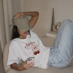 100% cotton cherry oversized standard t shirt